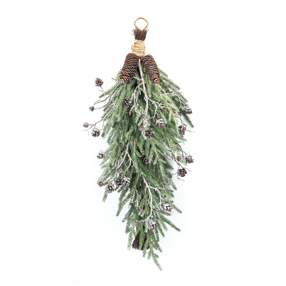 Frosted Pine Cone Twig Swag 31"H