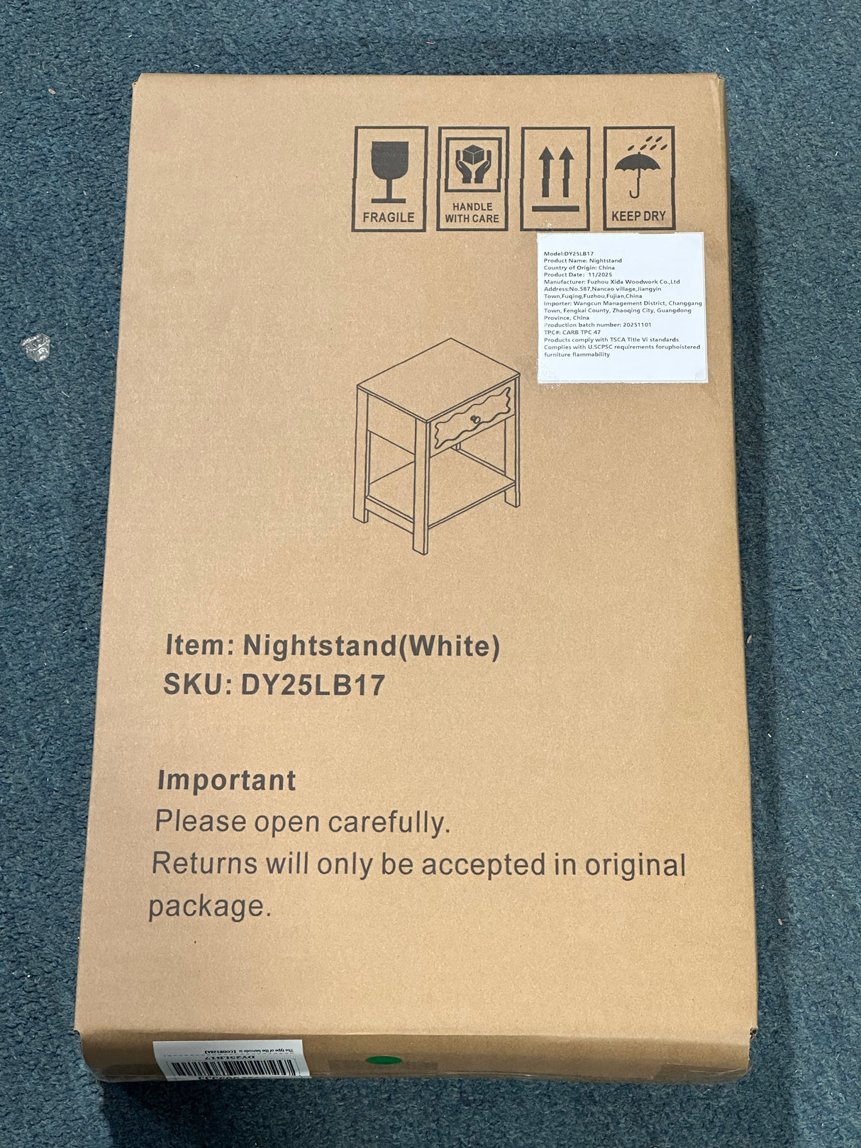 White Nightstand with Drawer and Open Shelf