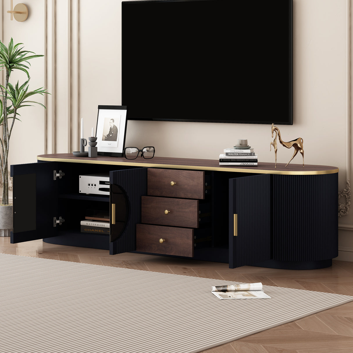 Vibe Haus 70.8'' Modern Minimalist TV Stand for TVs up to 80 Inches