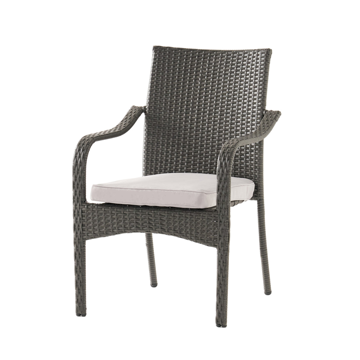 Outdoor PE Rattan Stacking Chair with Iron Frame and Cushions (Set of 4)