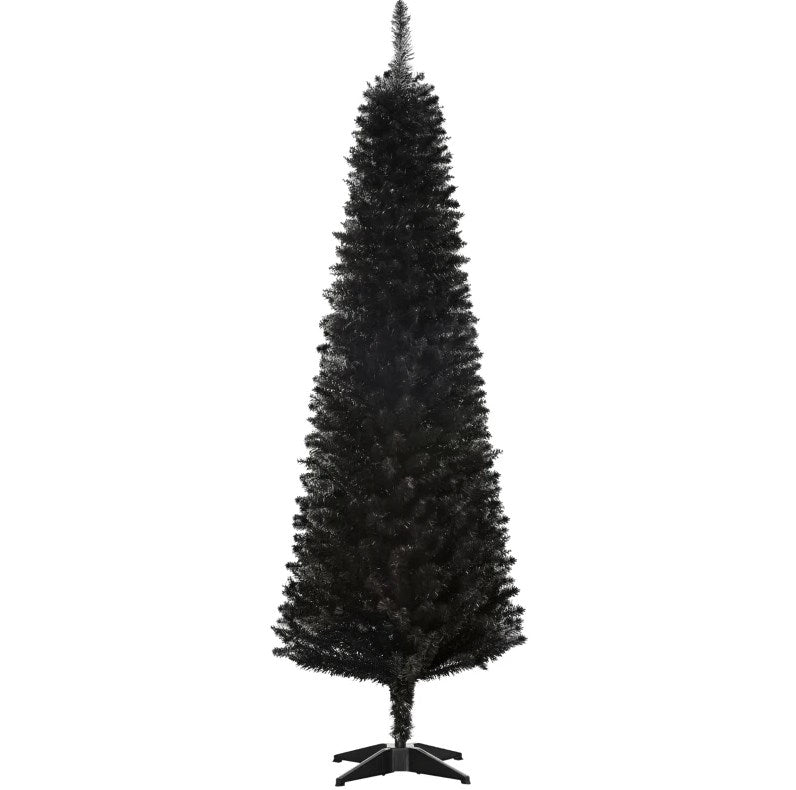 Slim Xmas Tree with Realistic Branch Tips and Plastic Stand
