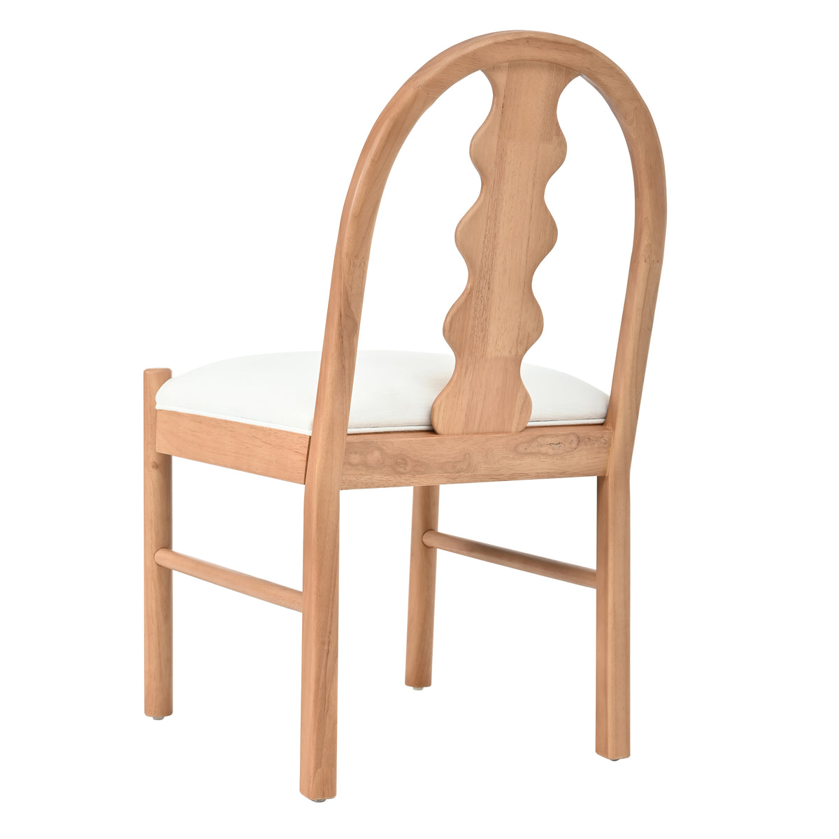 7-Piece Dining Table Set, 70" Solid Rubber Wood Dining Table with 6 Wave Back Dining Chairs