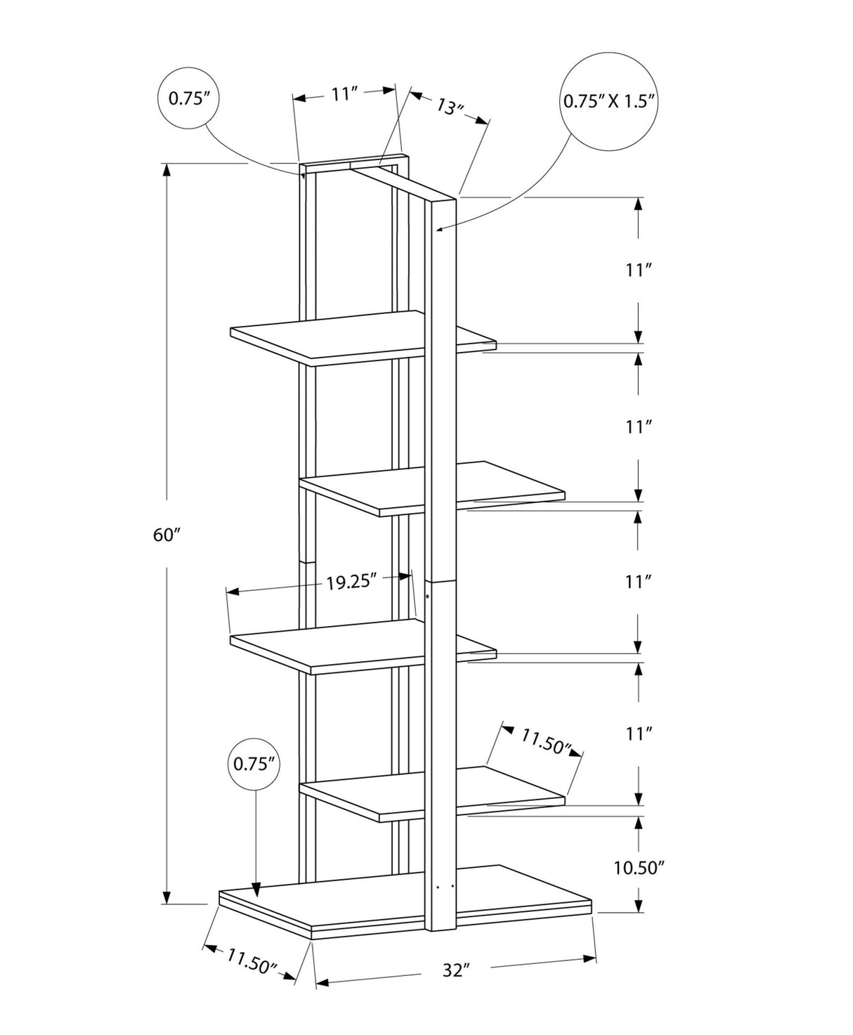 Bookshelf, Bookcase, Etagere, 5 Tie For Office, Contemporary & Modern - Best Buy Furniture