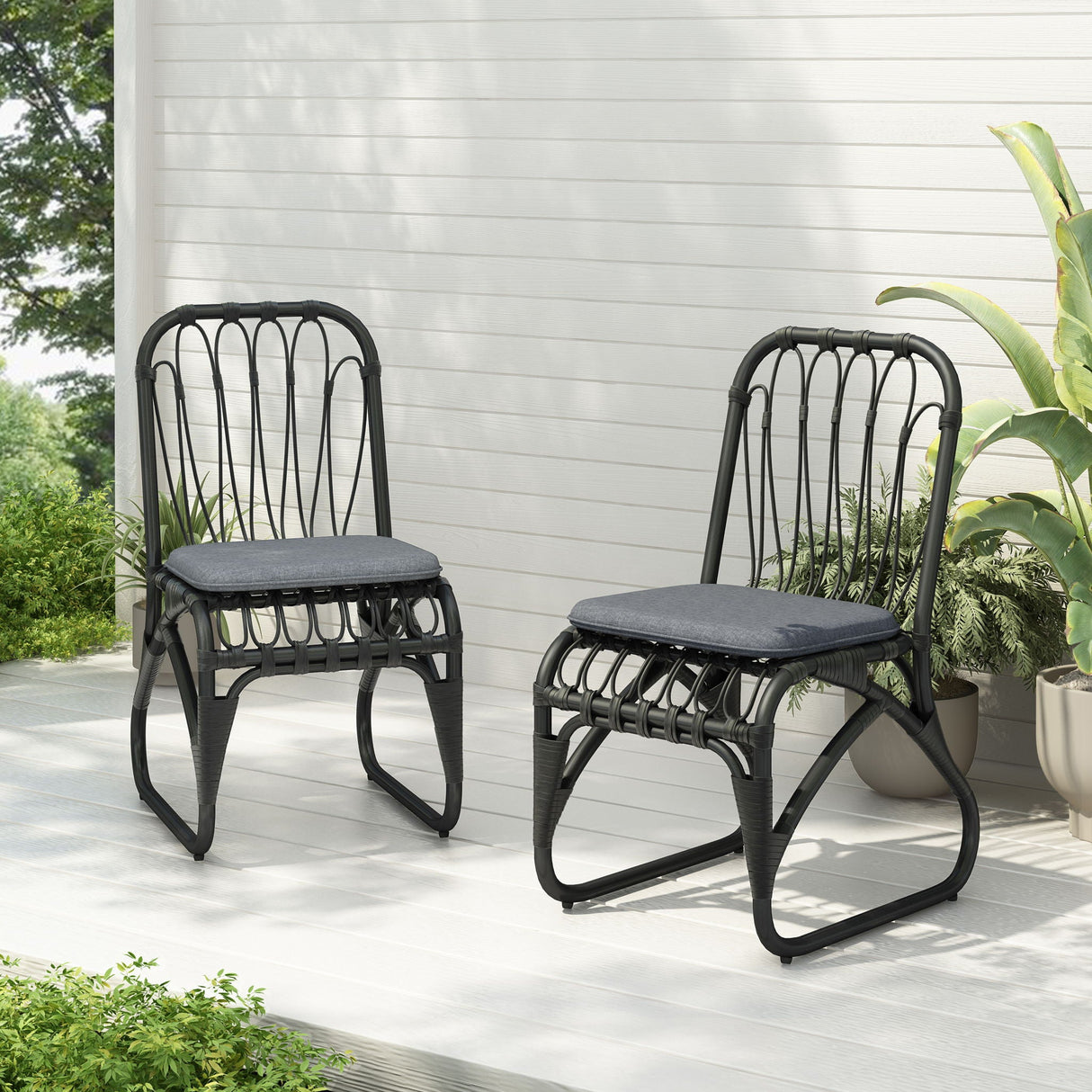 Outdoor Wicker Dining Chairs With Washable Cushion (Set of 2) - Best Buy Furniture