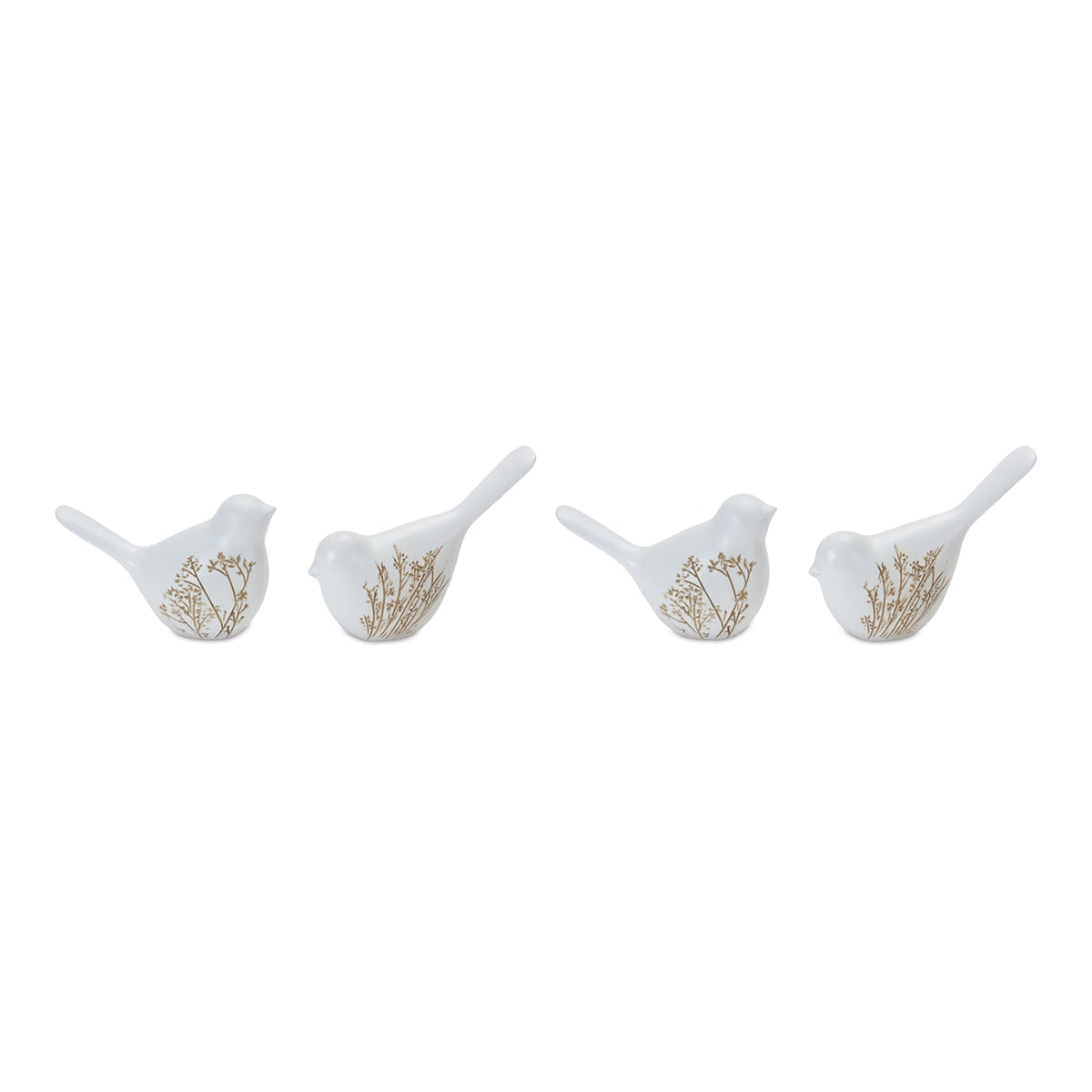 Floral etched bird figurine (set of 4)