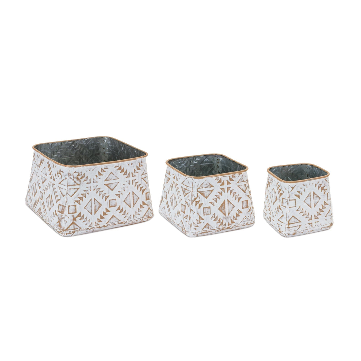 Metal-aztec-box-planter-(set-of-3)-Pots-&-Planters