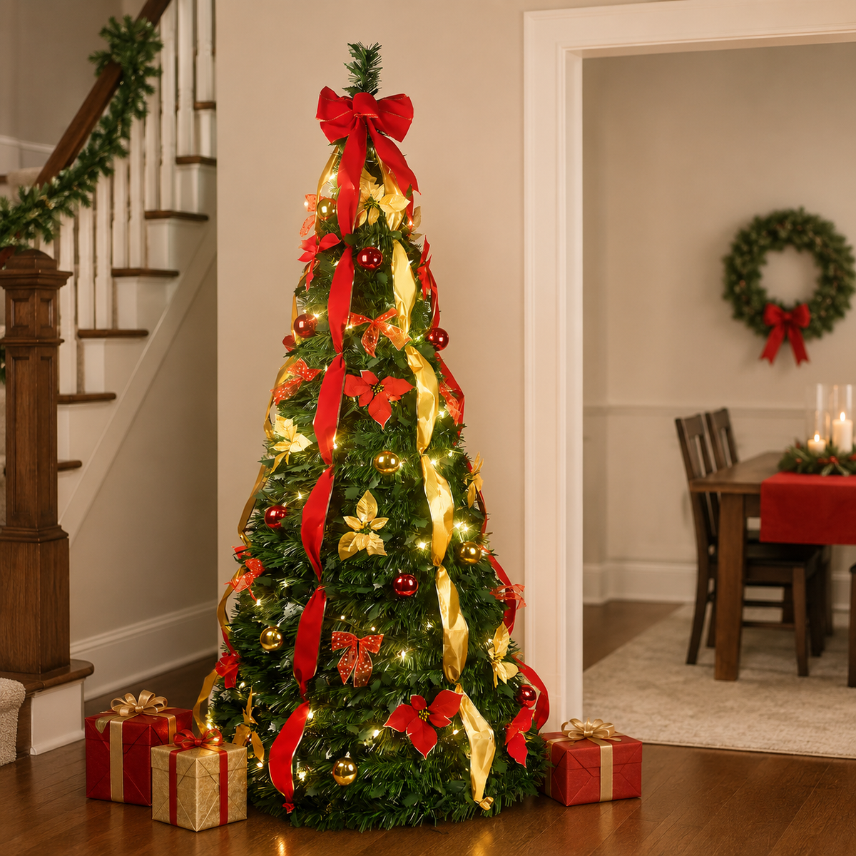 7.5Ft Prelit Pop Up Christmas Tree Decoration
