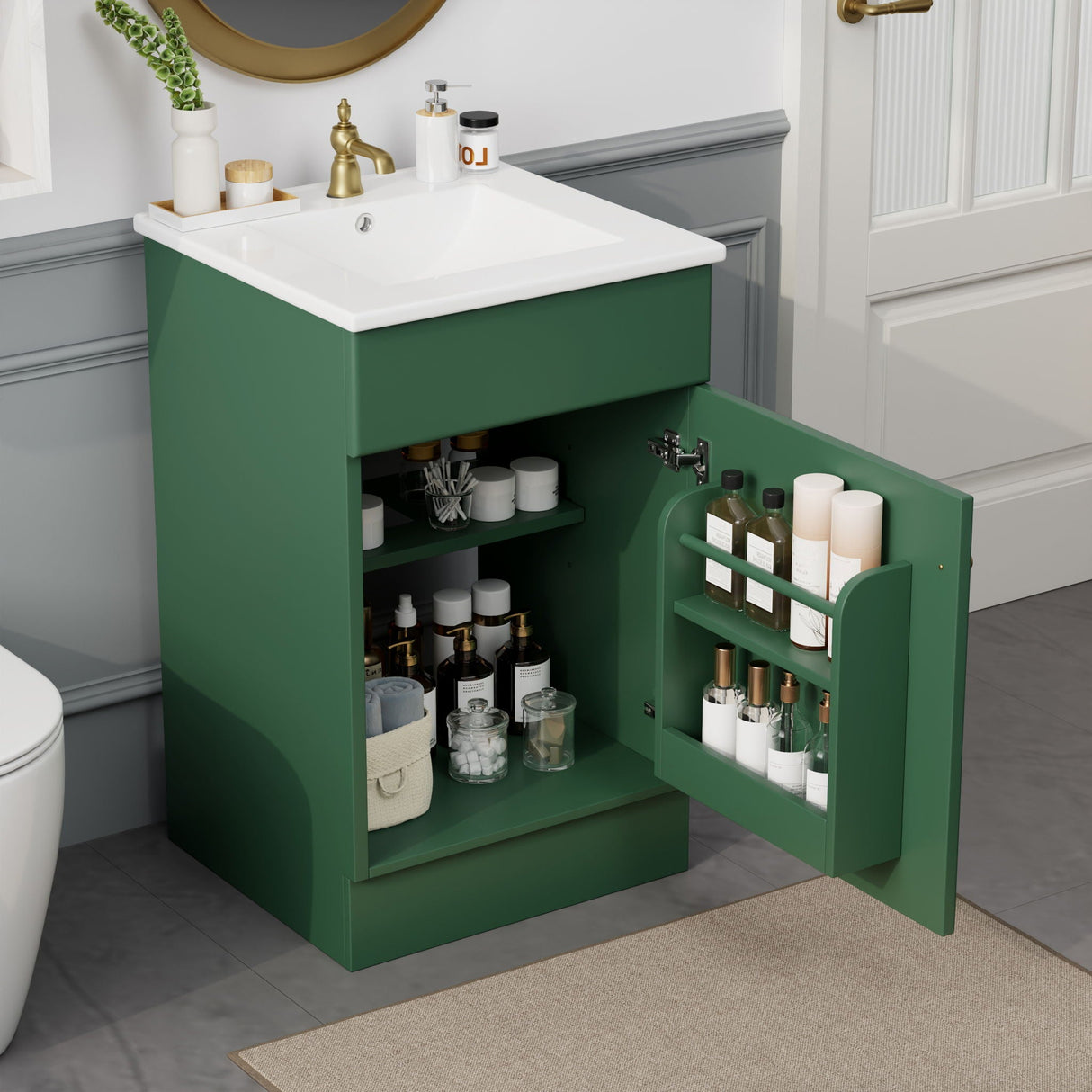 Bathroom Vanity With Sink, Cabinet With Adjustable Shelf - Best Buy Furniture