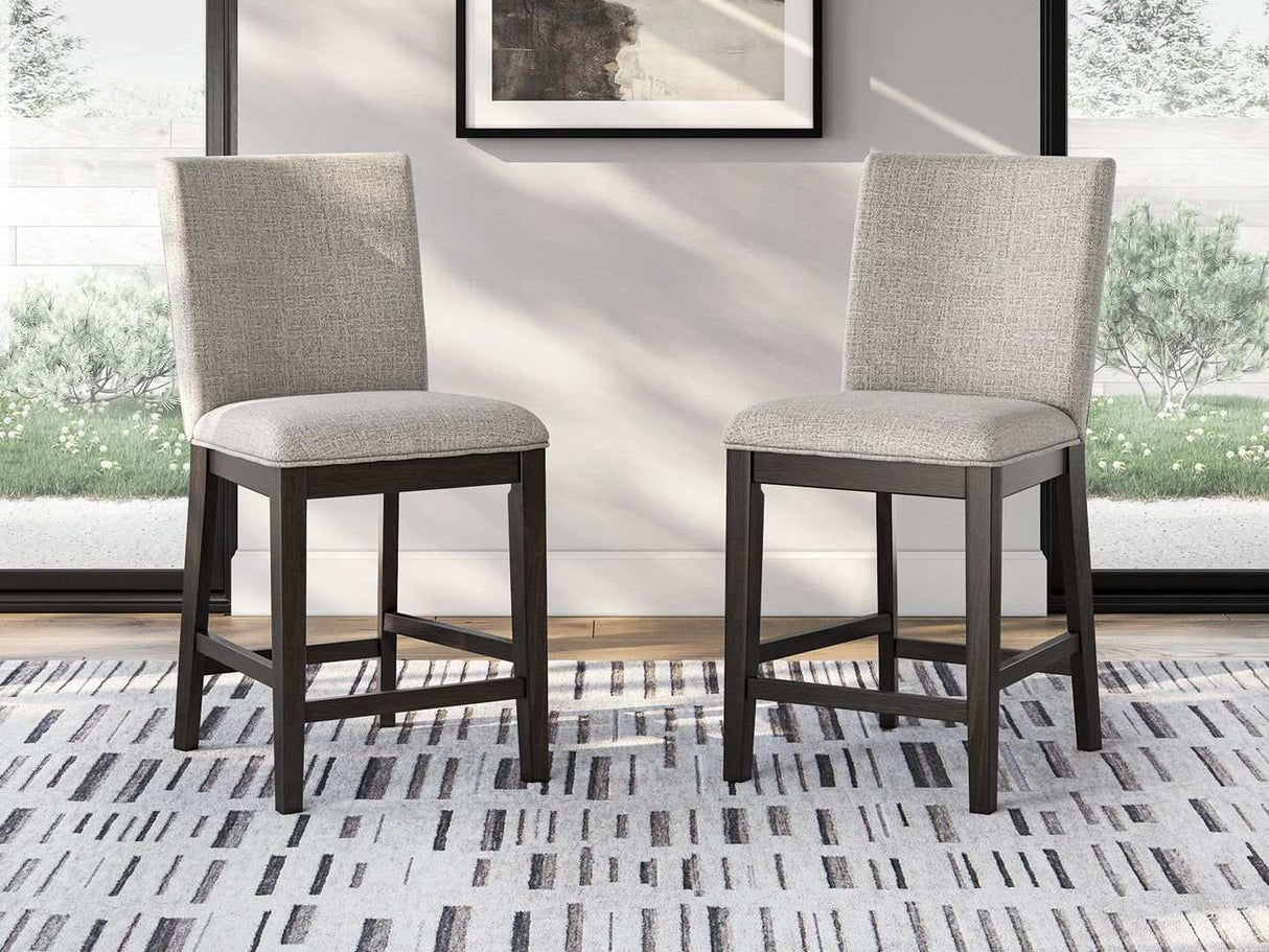 Neymorton - Upholstered Barstool (Set of 2) - Dark Grayish Brown - Best Buy Furniture