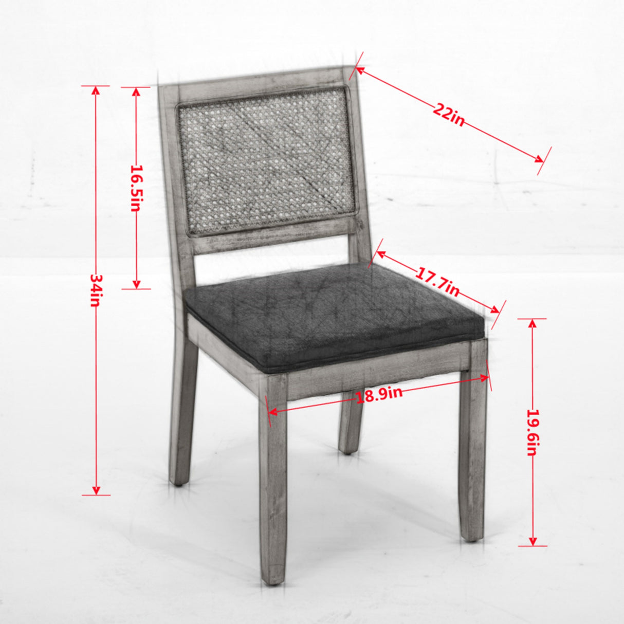 Farmhouse Rattan Dining Chairs Set of 2