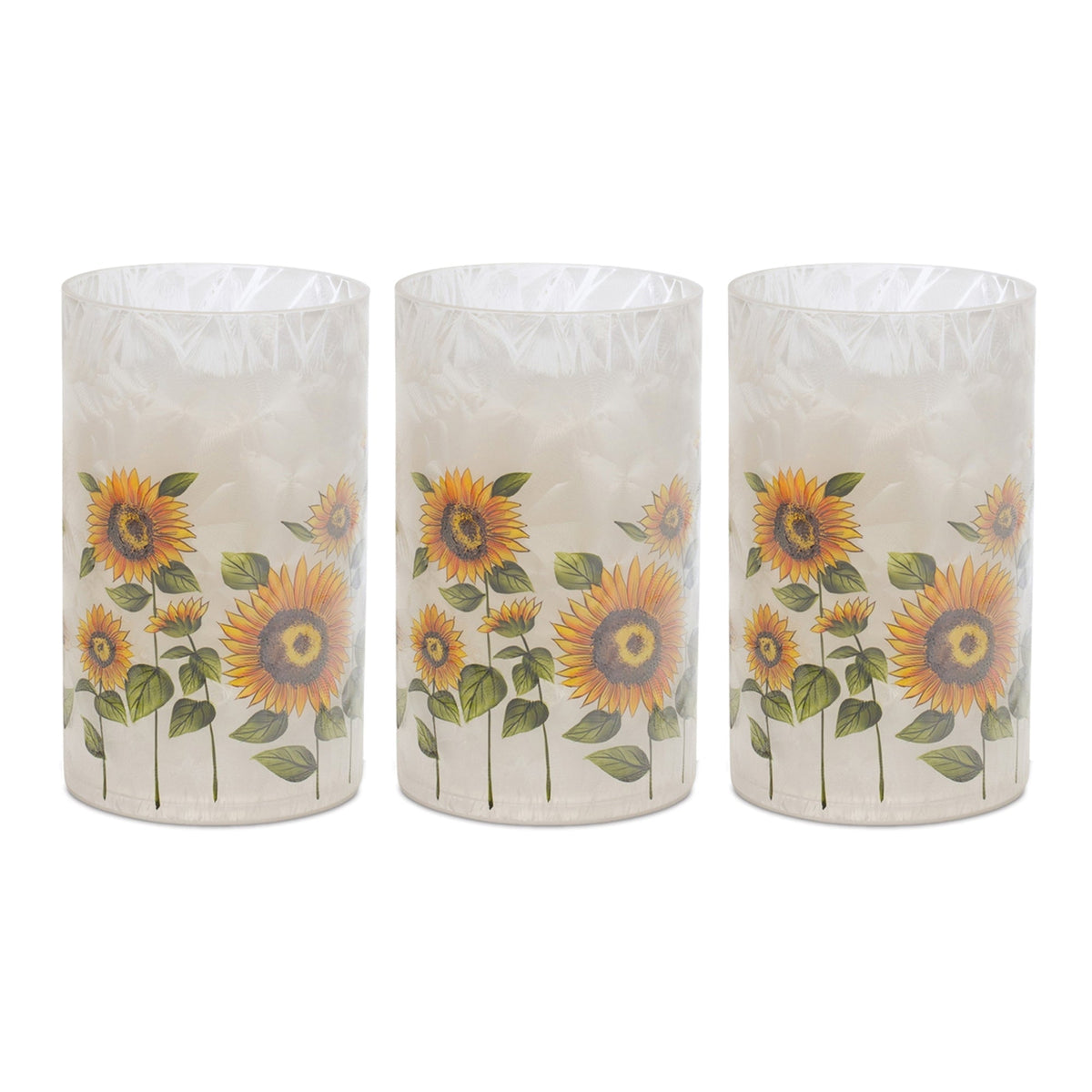Glass sunflower candle holder (set of 3)
