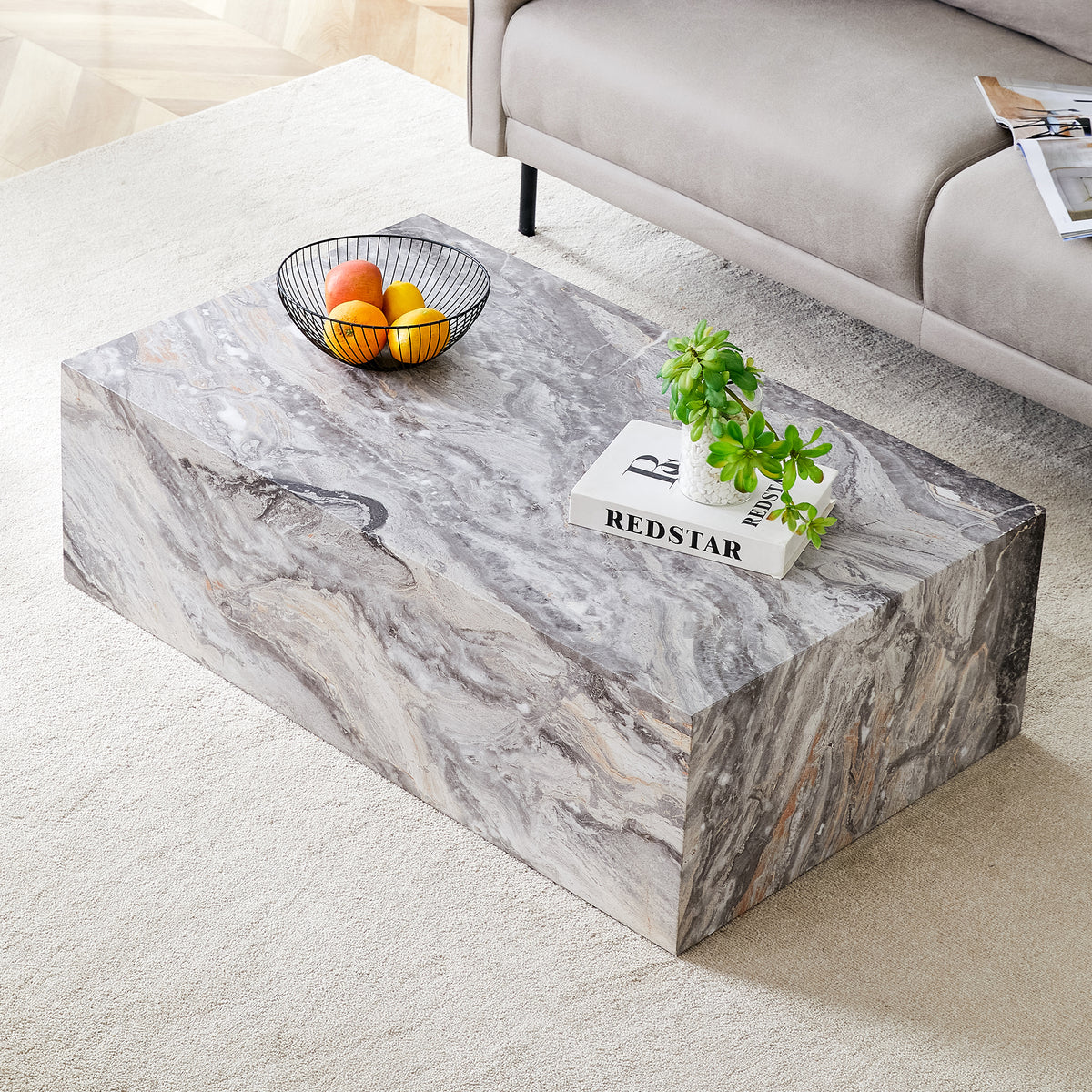 Elegant Grey Stone Pattern Coffee Table