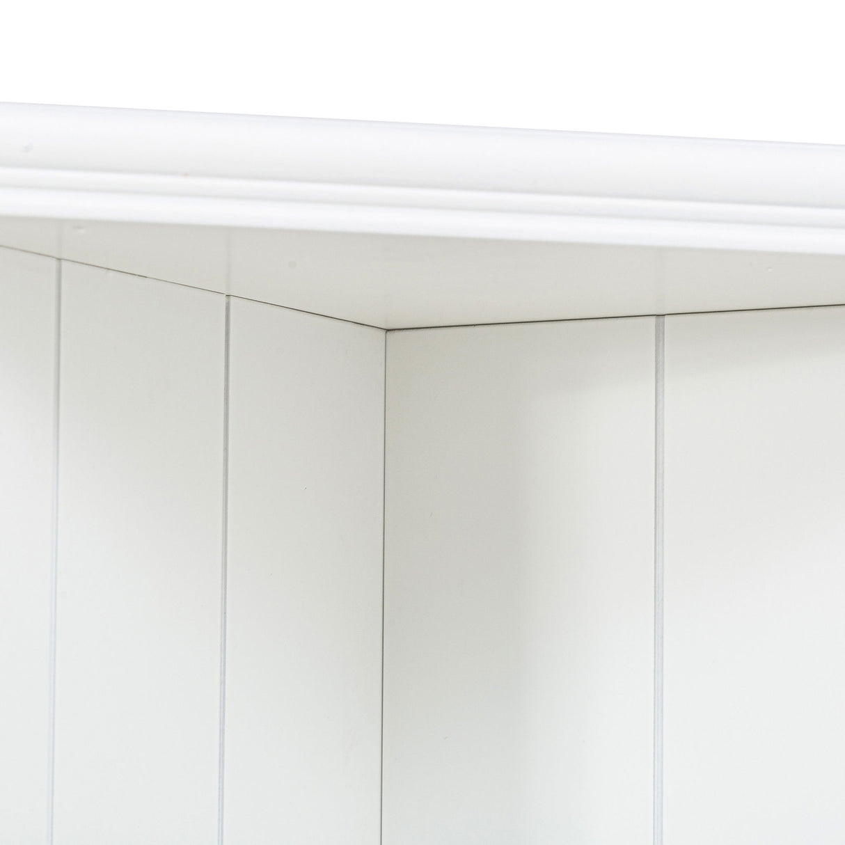 Retro Style Wall Suit With Glass Doors, 75.25" Tall Display Cabinets & Triangle Sided Bookshelves - White