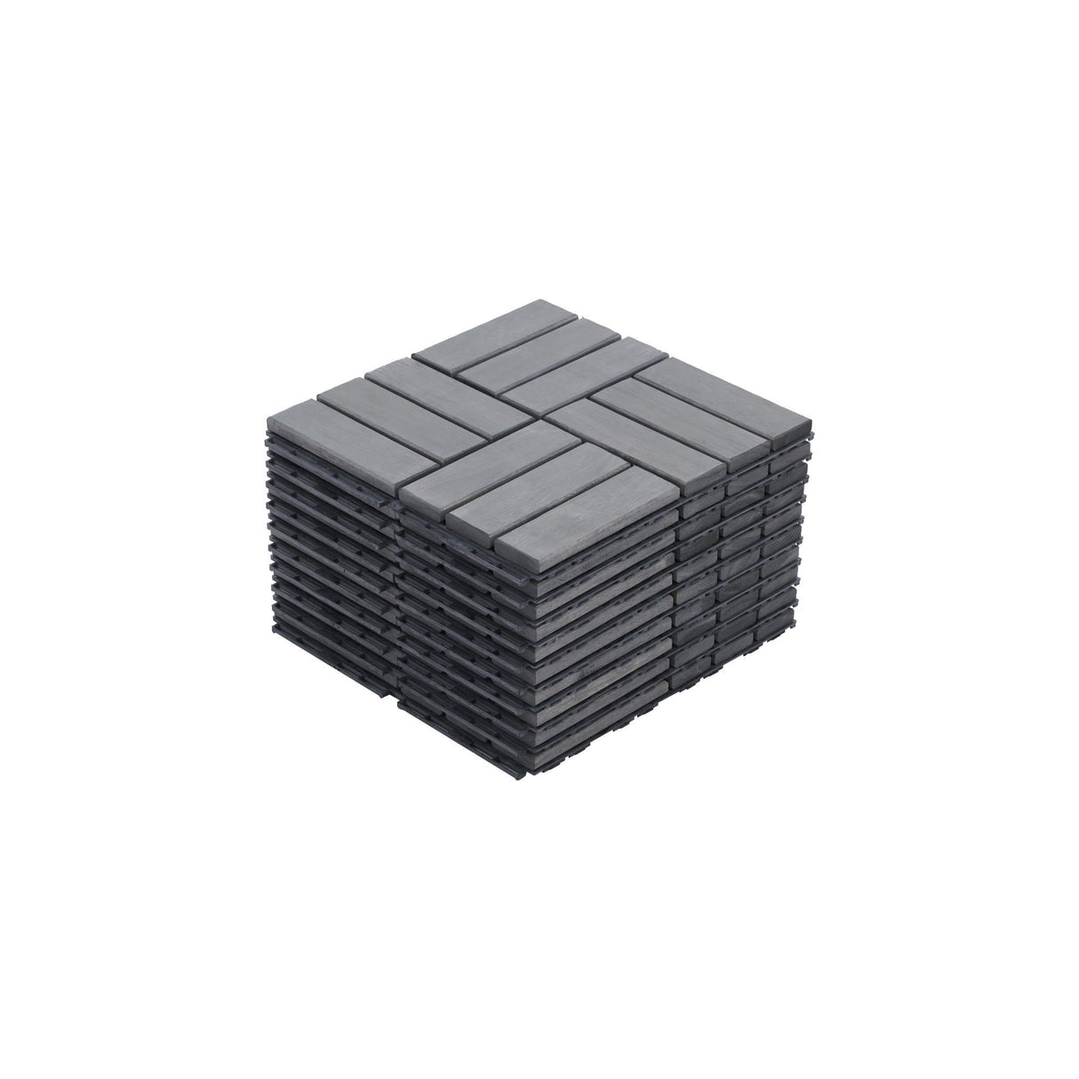 Acacia Wood Interlocking Deck Tiles Checker Pattern For Outdoor Flooring