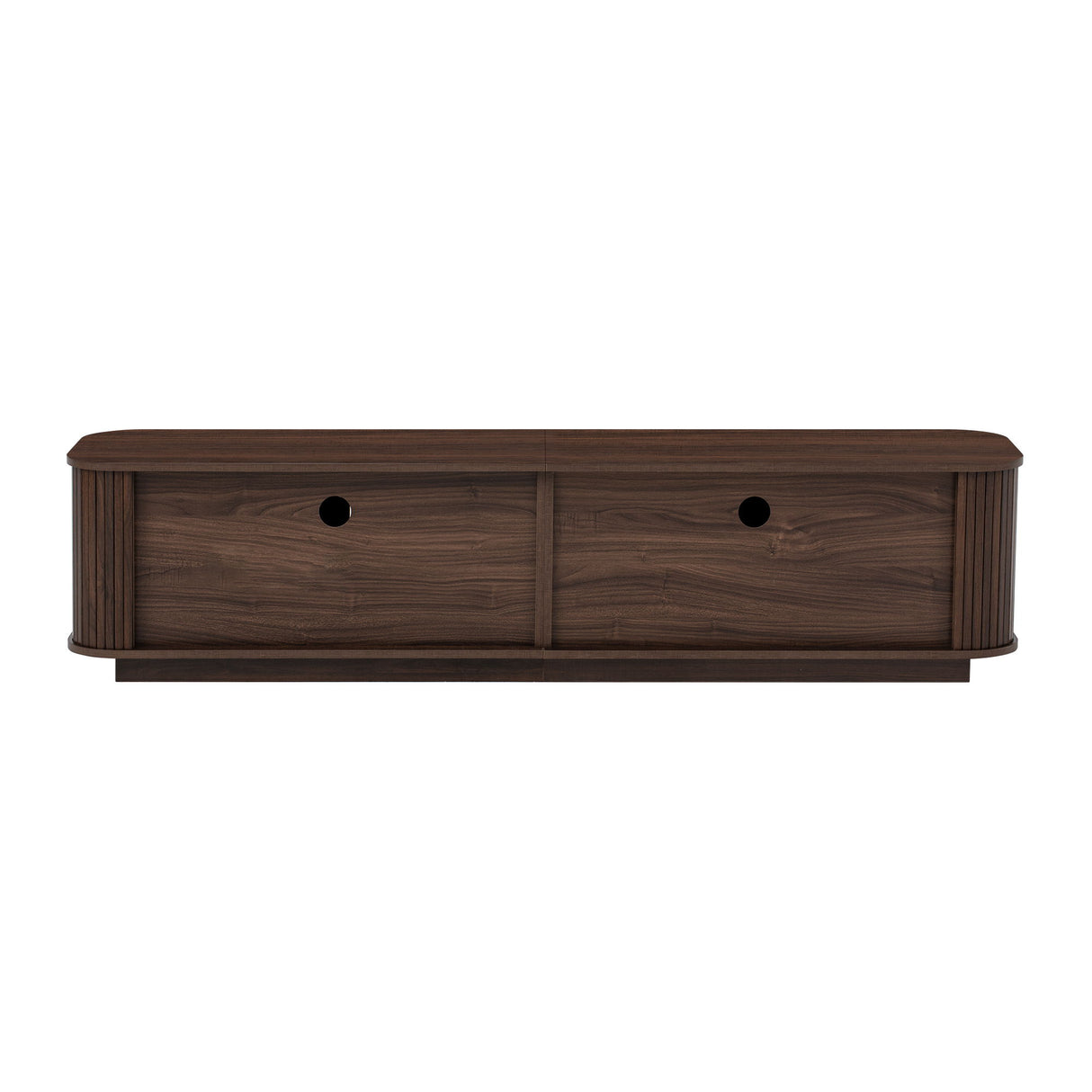 70" TV Stand With Ample Storage, Refined Curved Corners - Dark Brown