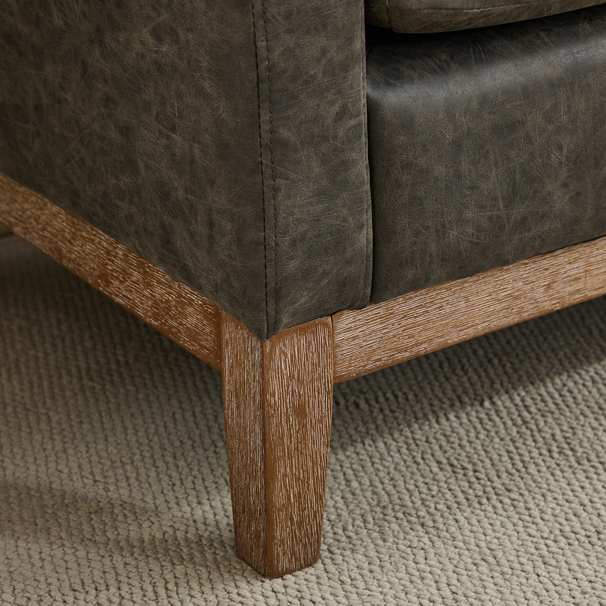 65.5"W Upholstered End of Bed Bench with Weathered Finish
