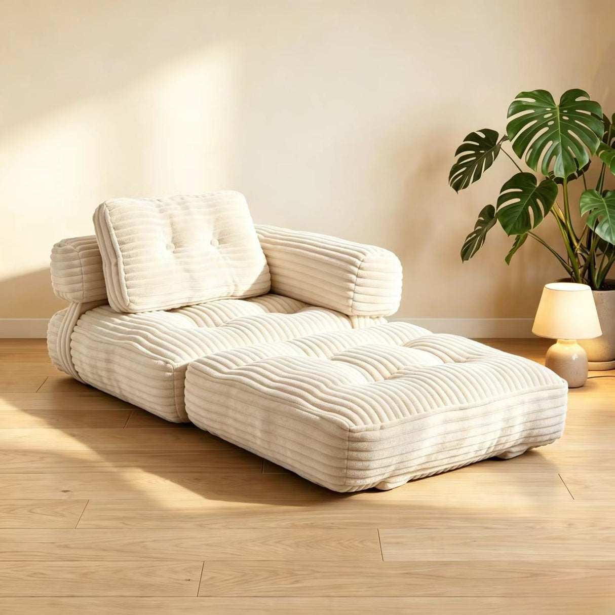 Boneless Foldable Floor Sofa Bed with Armrest & Pillows