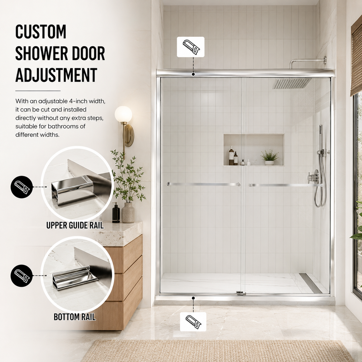 56-60" W x 72" H Framed Double Sliding Shower Door