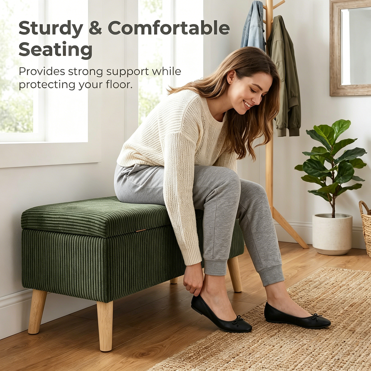 32 Inch Wide Olive Ottoman
