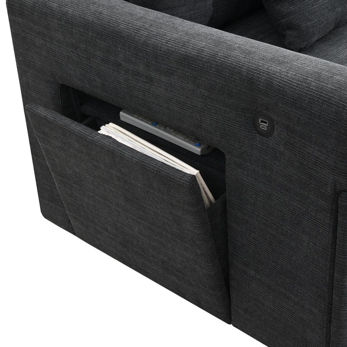 U Shaped Sectional Sofa 6 Seat Couch Set With Oversized Ottoman, Hidden Armrest Storage And Cup Holders USB Charging Ports Wide Seat Sofa