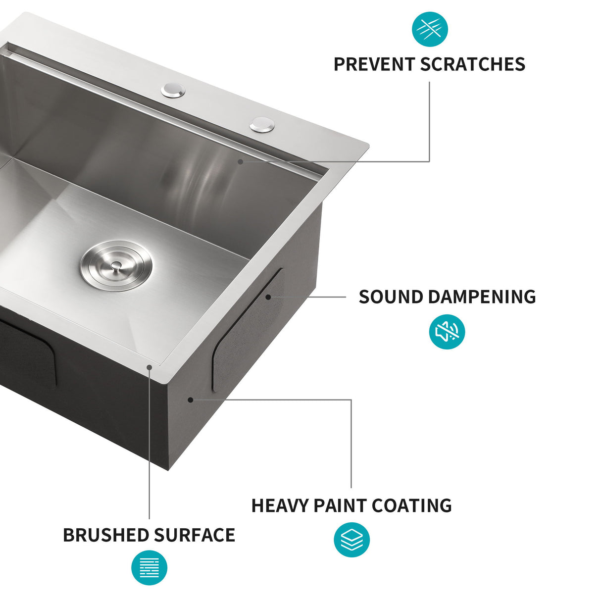 Drop In Kitchen Sink Stainless Steel 16 Gauge