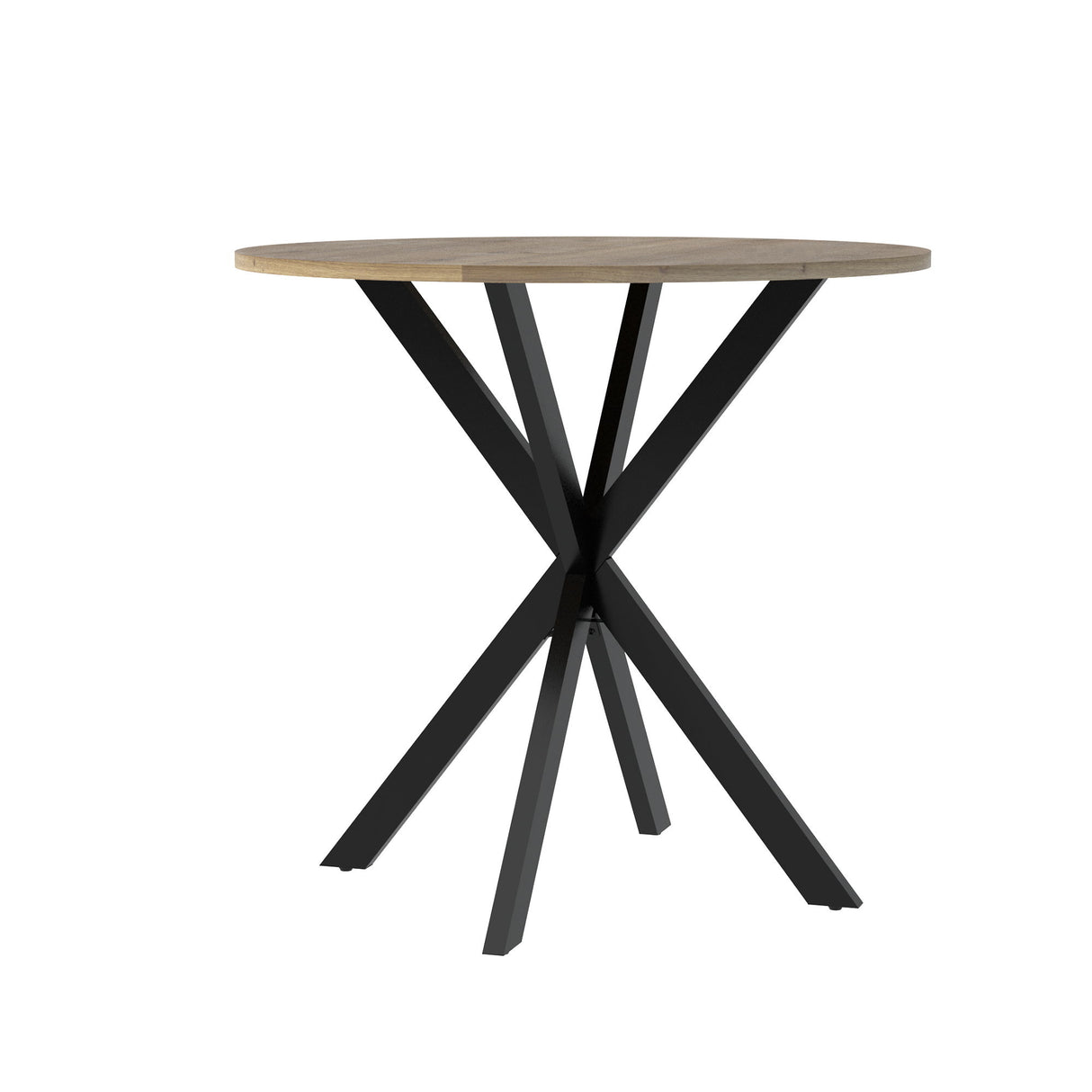 Round Dining Table For 2 - 4 People, Compact Kitchen Or Dining Room - Rustic Brown