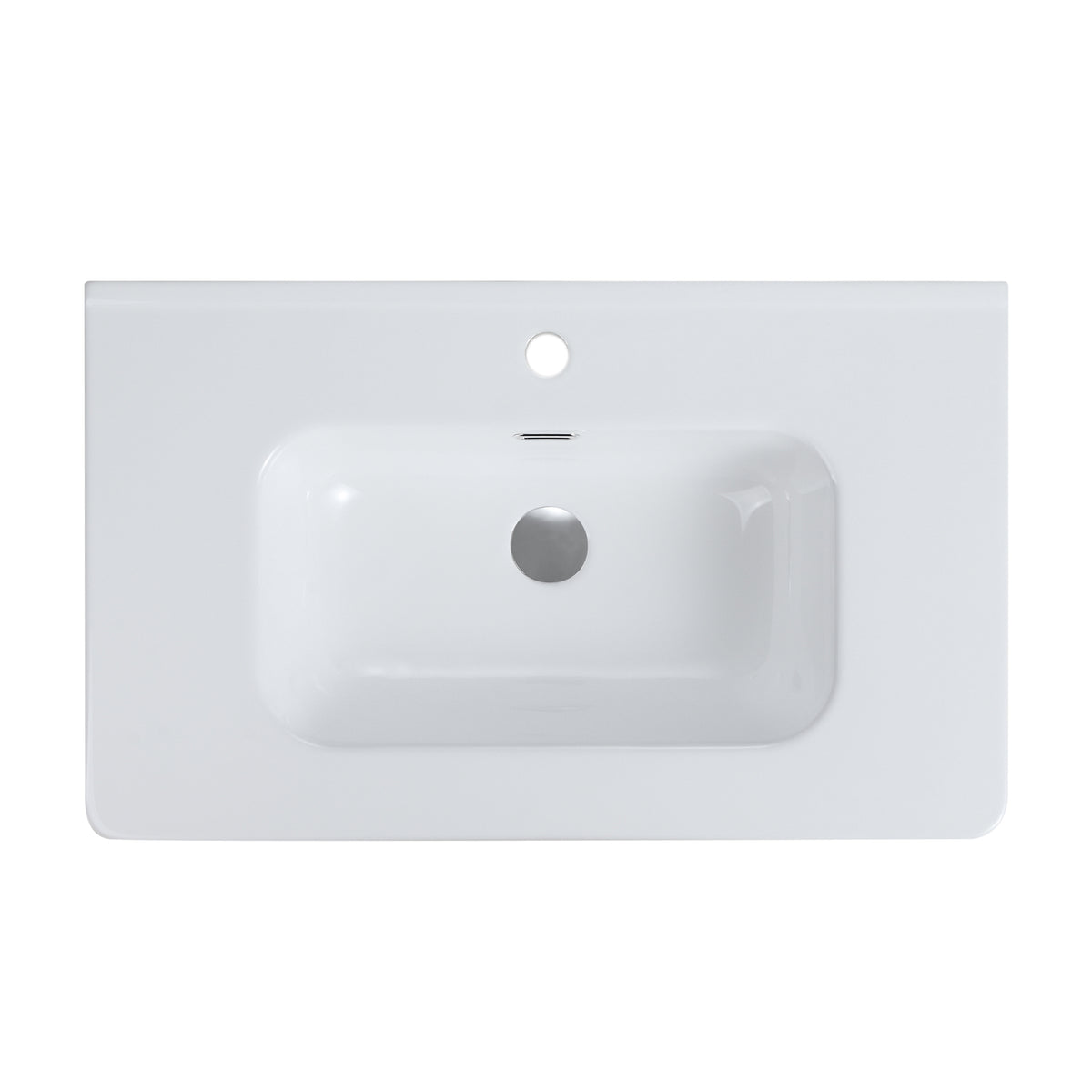 Integrated Ceramic Bathroom Sink, 35.8-Inch, Gloss White