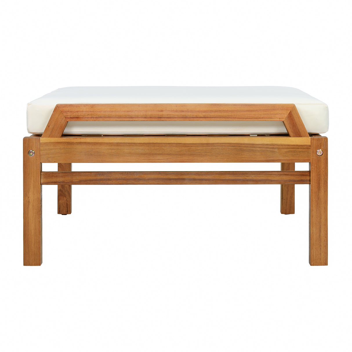 Outdoor Ottoman Table in Acacia Wood with Wicker Accents