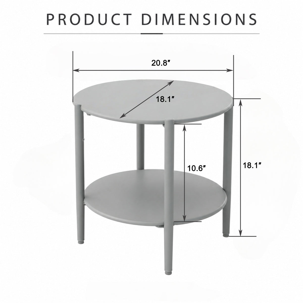Metal Round Side Table - 2-Tier Outdoor End Table