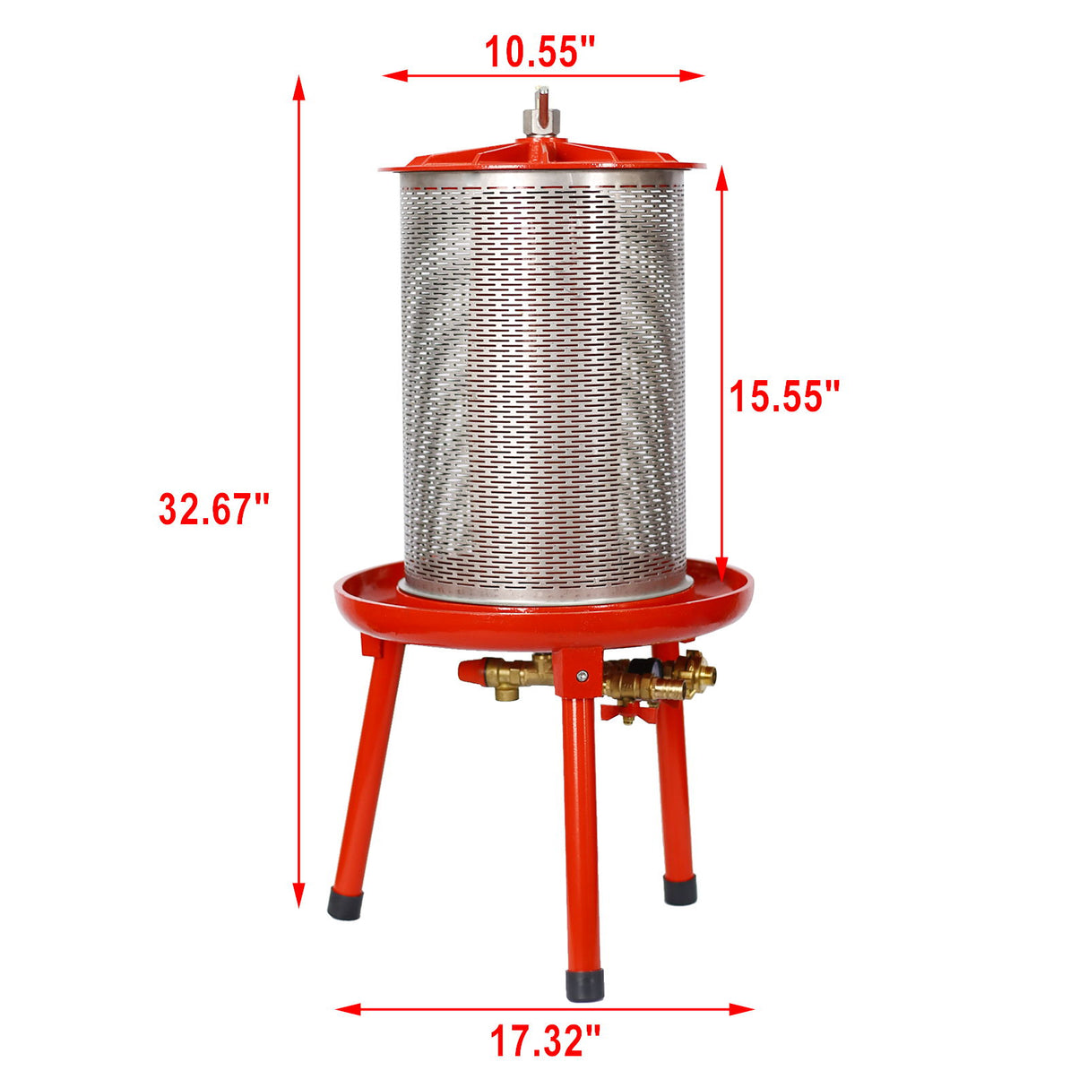 Hydraulic Fruit Wine Apple Press 5.3 Gallon / 20L For Wine Cider Making - Red