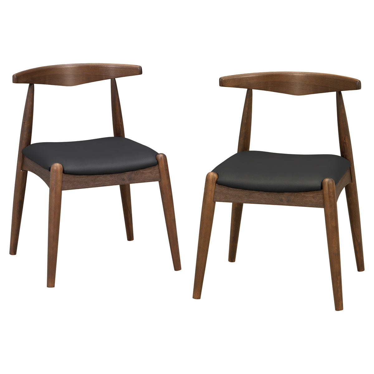 Set of 2 Rubberwood Dining Chairs