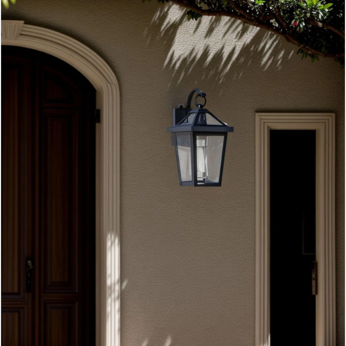 13-Inch Dusk to Dawn Outdoor Wall Light, Modern Black Waterproof Sconce