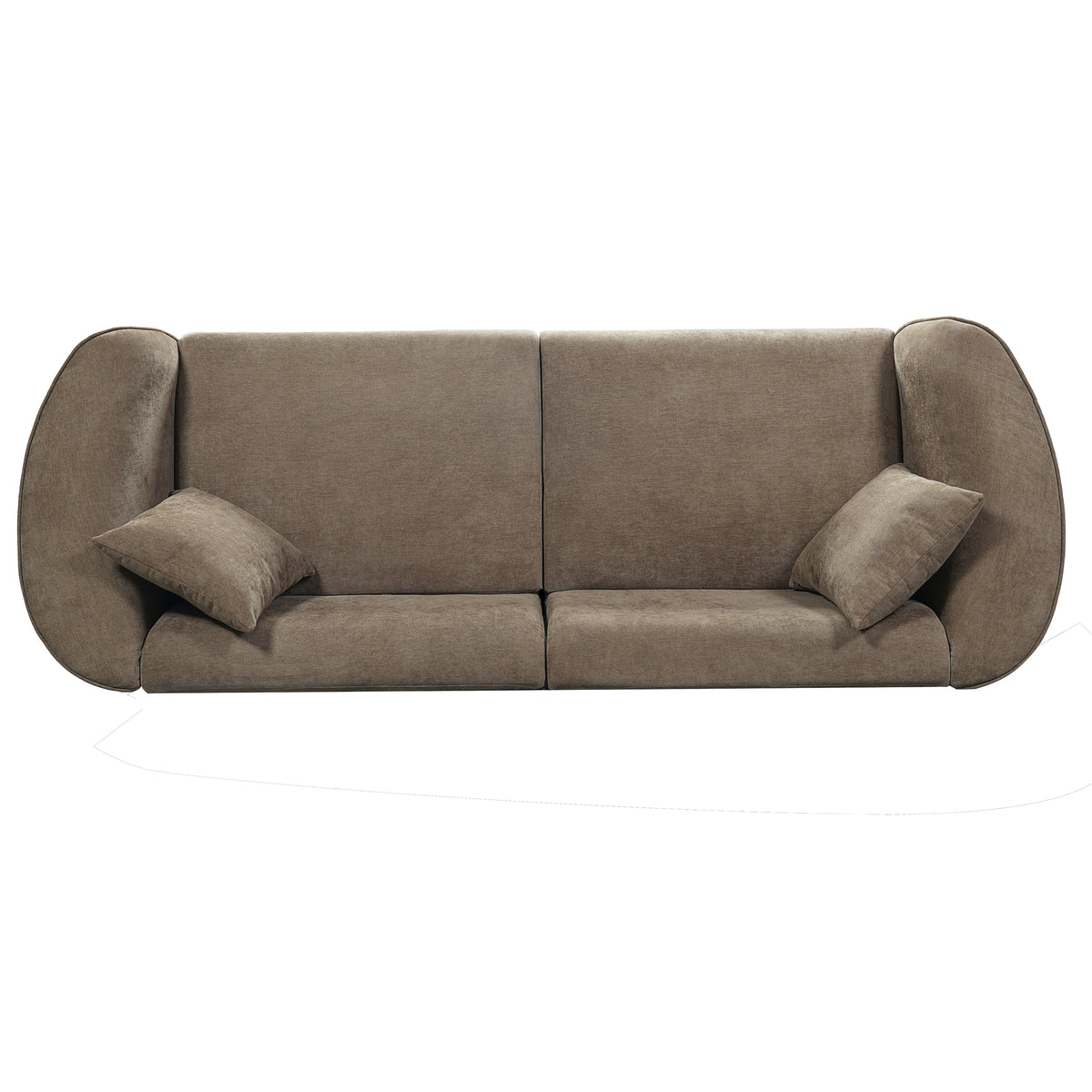 87" Curved Contemporary Sofa in Brown