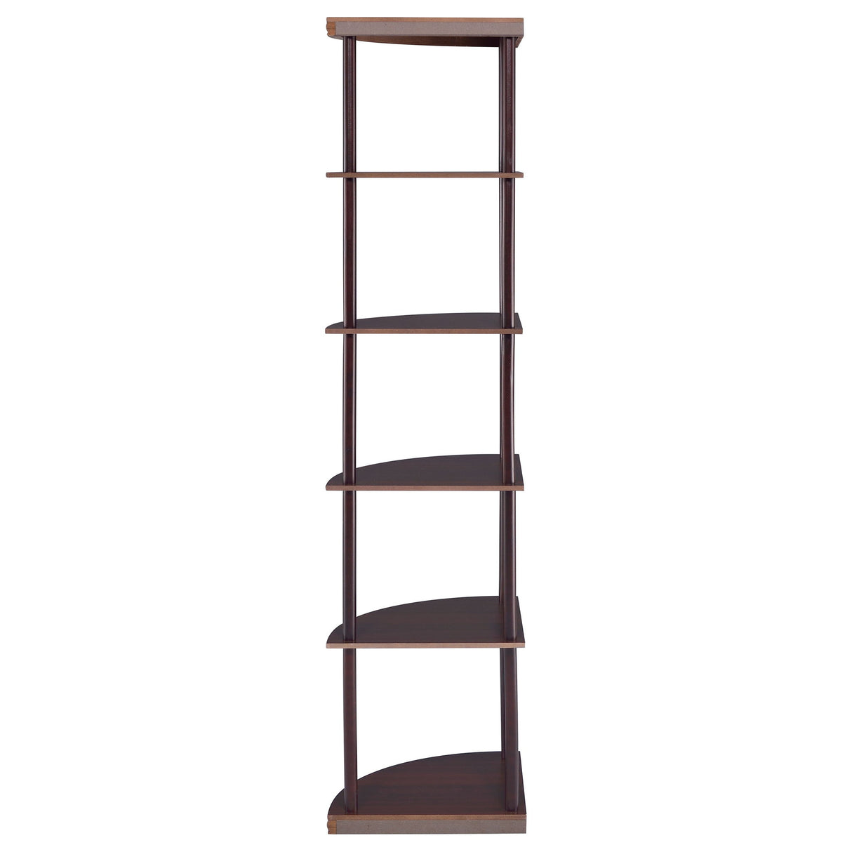Corner Bookcase With 5 Shelves, Compact Design For Living Room - Cappuccino