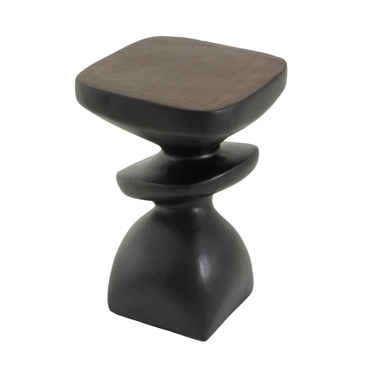 Black Abstract Tiered MGO Side Table