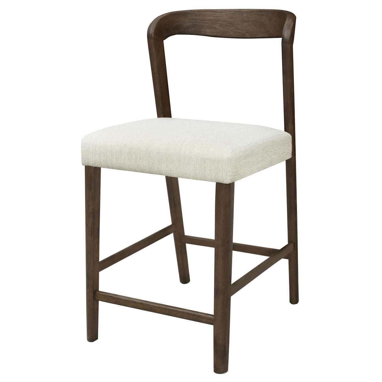Solid Rubber Wood Counter Stools (Walnut + Beige) Set of 2