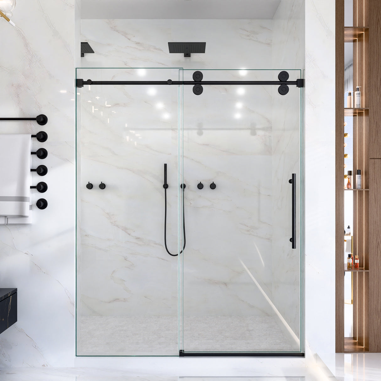 56-60"W x 72"H Frameless Single Sliding Shower Door
