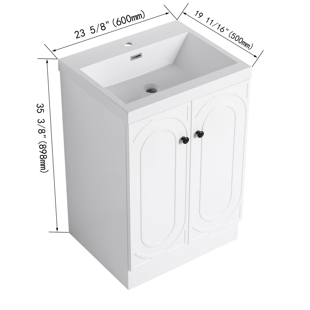 Contemporary Freestanding Bathroom Vanity With Resin Sink & Soft-Close Cabinet Doors