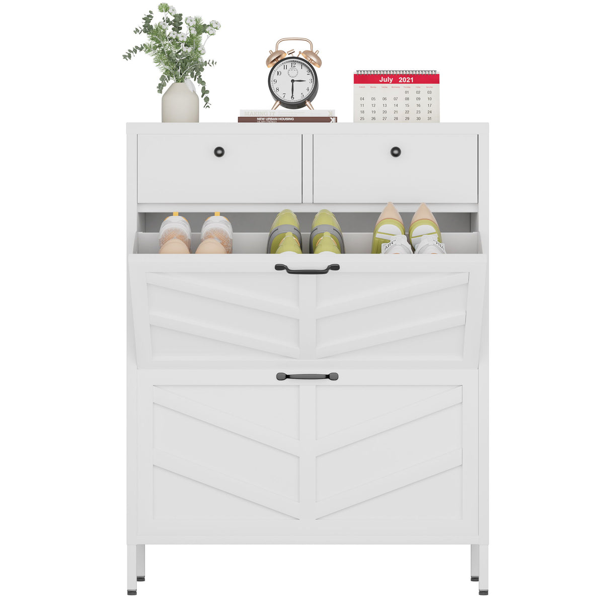 Shoe Cabinet With Flip Drawers