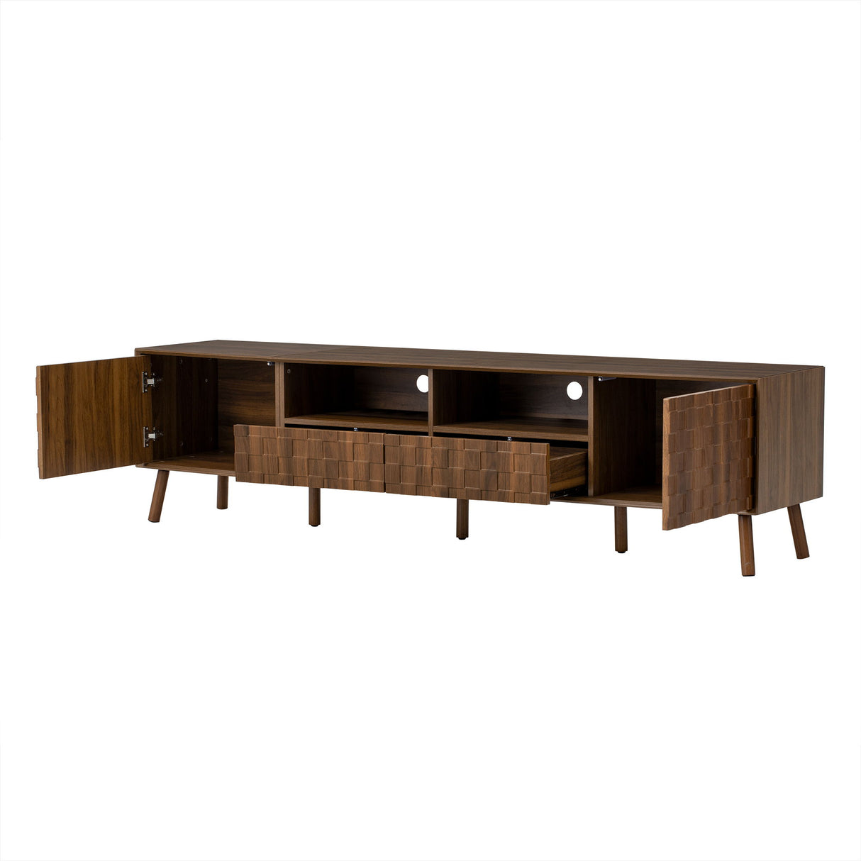 TV Stand With Drawers And Cable Management - Walnut