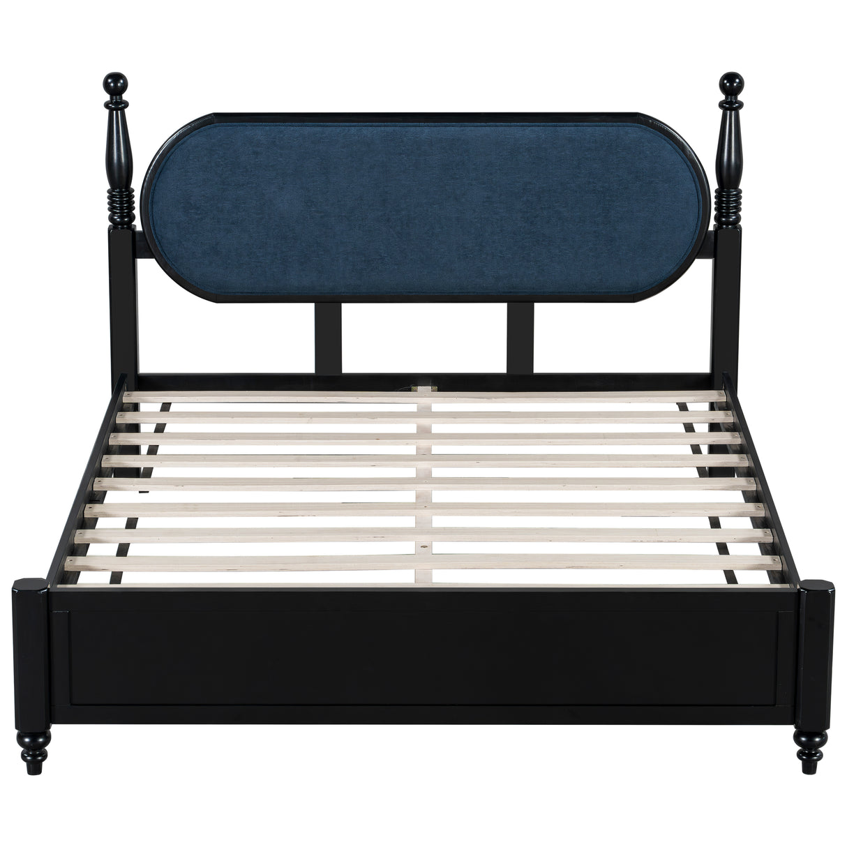 Queen Bed Frame, Solid Wood Platform with Slats