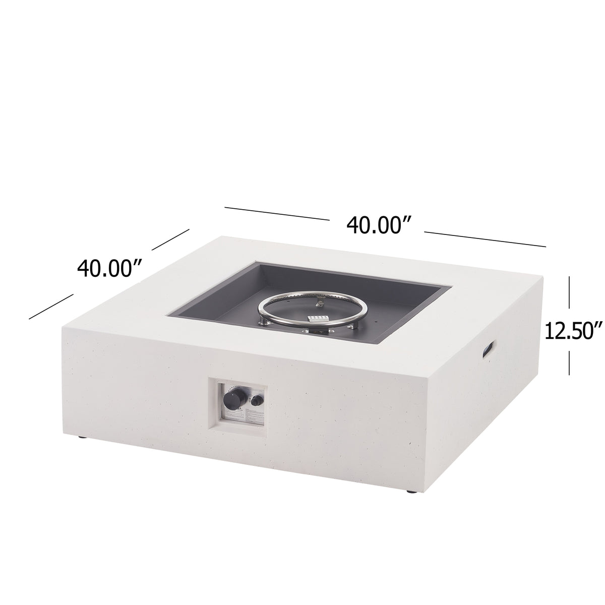 50,000 BTU Square MGO Fire Table Tank Outside