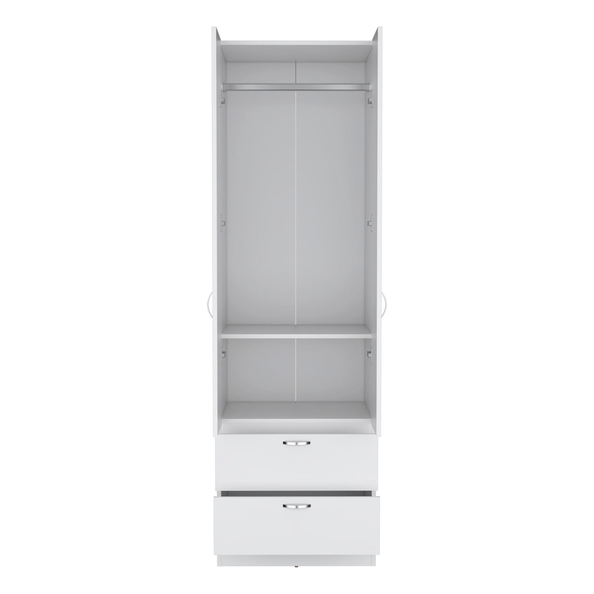 Armoire Organiser, Two Shelves, Rod, Double Door Cabinet Armoire