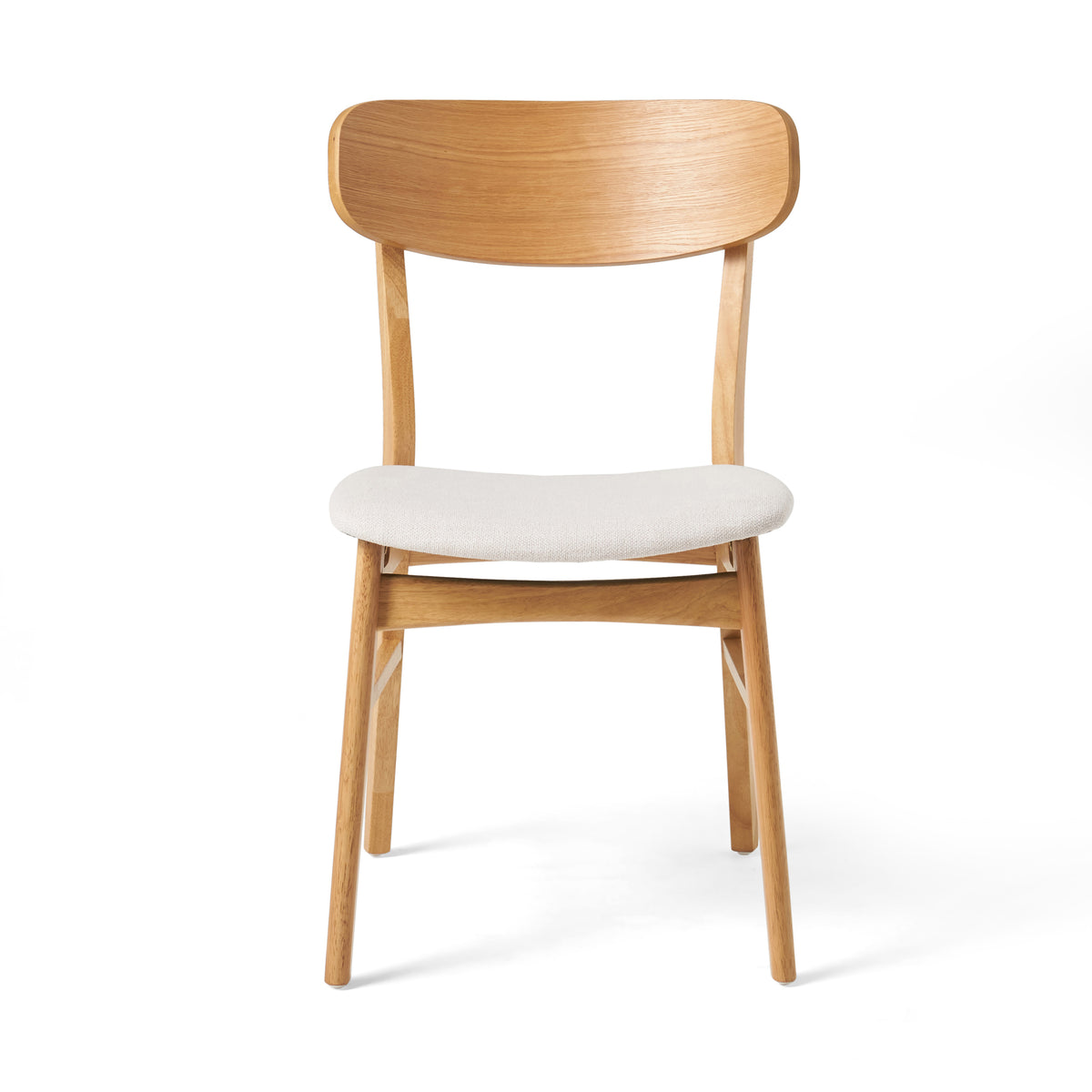 Set of 2 Dining Chairs - Upholstered Seat, Rubberwood Legs