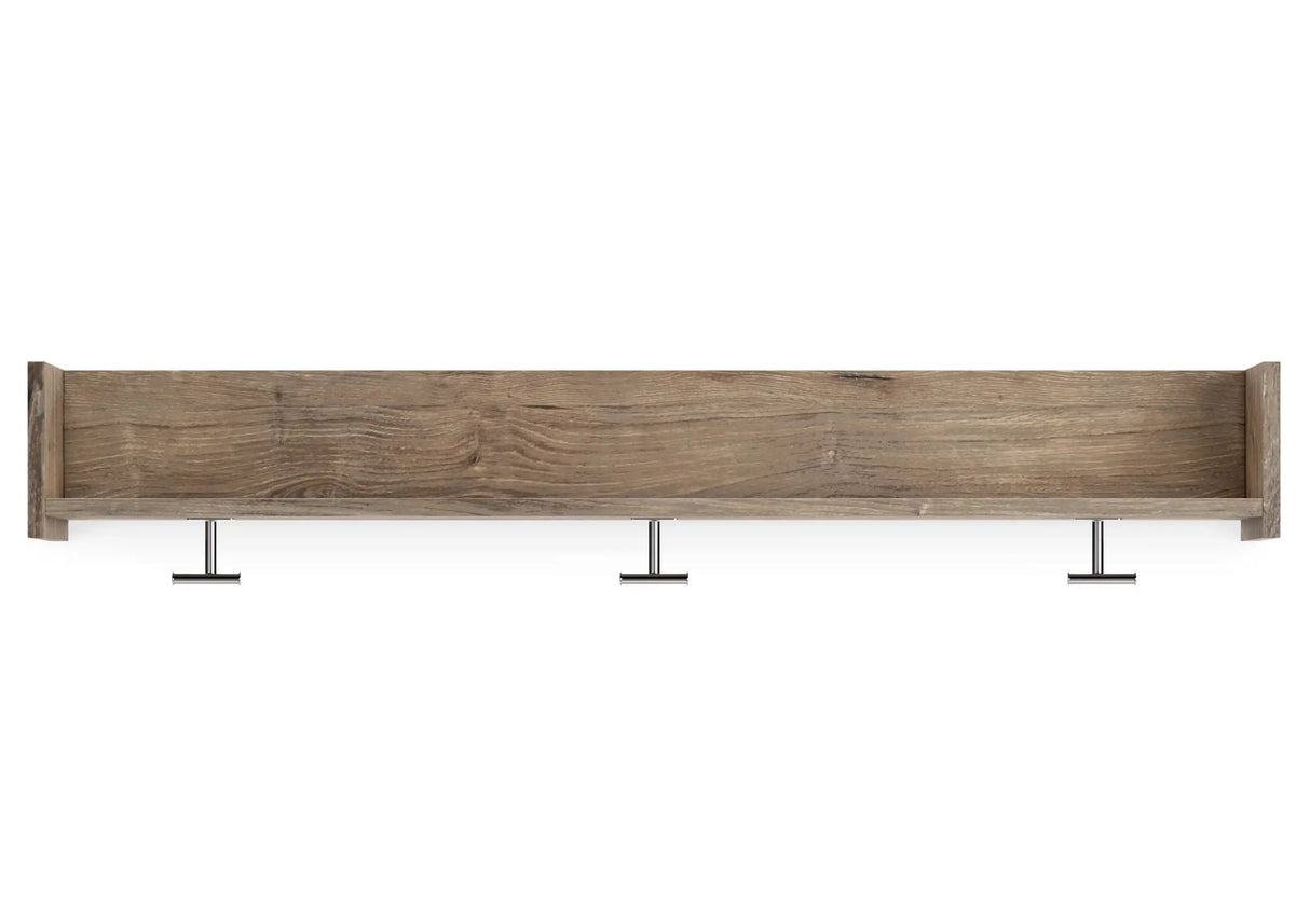 Oliah - Wall Mounted Coat Rack w/Shelf - Natural - Best Buy Furniture