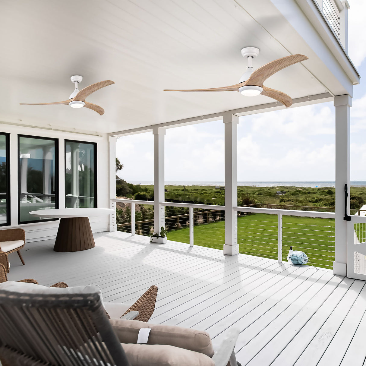 Indoor Outdoor Ceiling Fan With Light With Remote Control, Noiseless Reversible Motor, 6 Speed, 3 Color