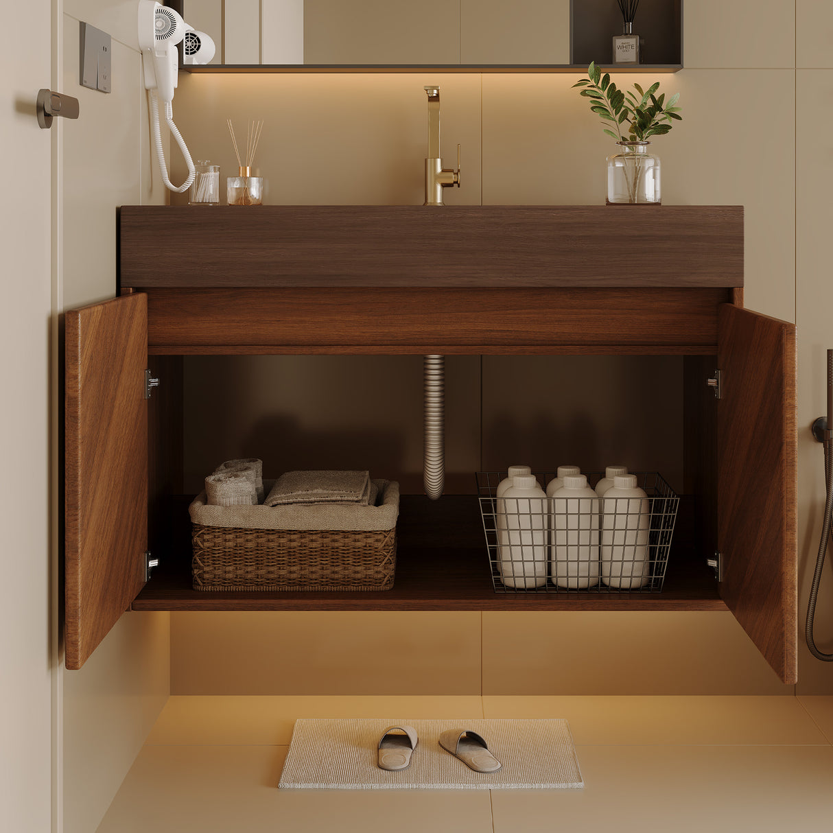 30" Modern Wall-Mounted Bathroom Vanity with Ceramic Sink