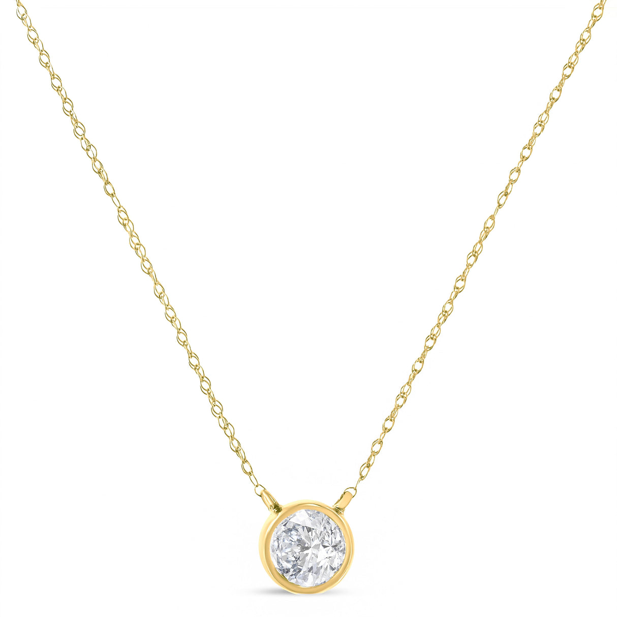 .925 Sterling Silver 1/10 Cttw Round-Cut Diamond Bezel 18" Pendant Necklace (J-K Color, I1-I2 Clarity)