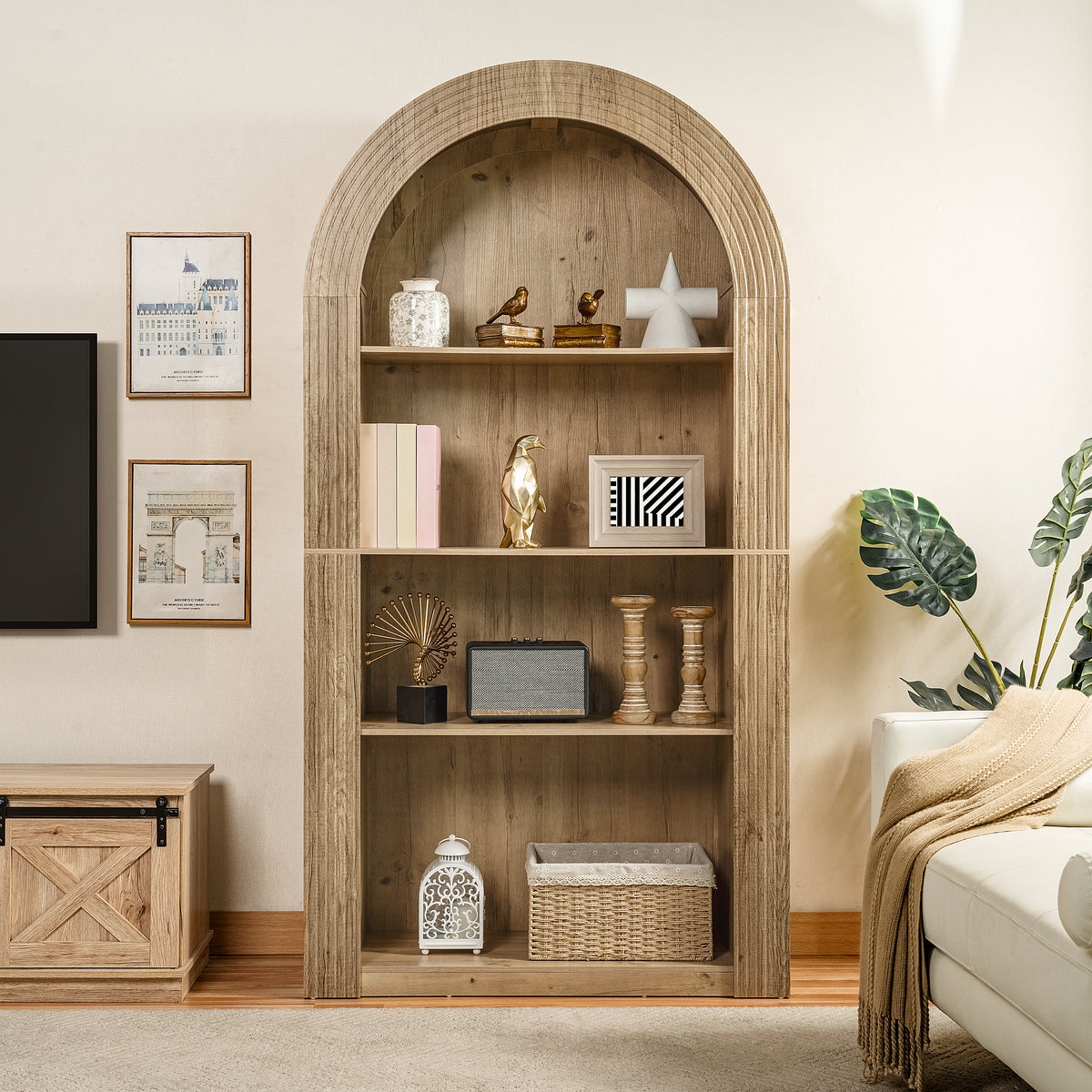 78.74" Tall Arched Bookcase