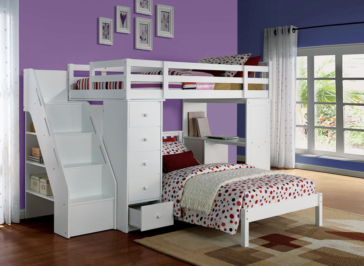 Freya - Twin Loft Bed With Storage (Not Including The Bottom Twin Bed) - White - Best Buy Furniture